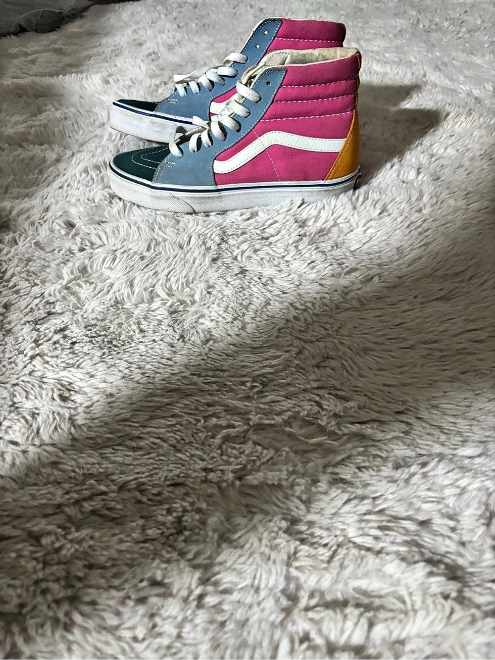 Vans Sk8-Hi Multi-Color High-Top Sneakers in Pink & Blue